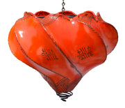 Handmade Moroccan Henna Leather Lamp - Orange Ceiling & Wall Sconce