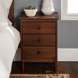 Traditional Wood 3 Drawer Nightstand Side Table Bedroom Storage Drawer and Shelf Bedside End Table