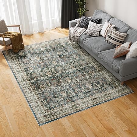 8x10 Area Rugs - Stain Resistant Washable Rug Distressed Boho Rugs