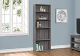 I BOOKCASE-72 H/Grey with 5 Shelves Bookcase, Gray
