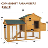 66 Inch Wood Chicken Coop Chicken House Indoor Outdoor Chicken Cage 2-4 Chickens