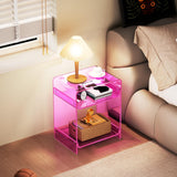 Storage Shelf Clear Side Table Nightstand