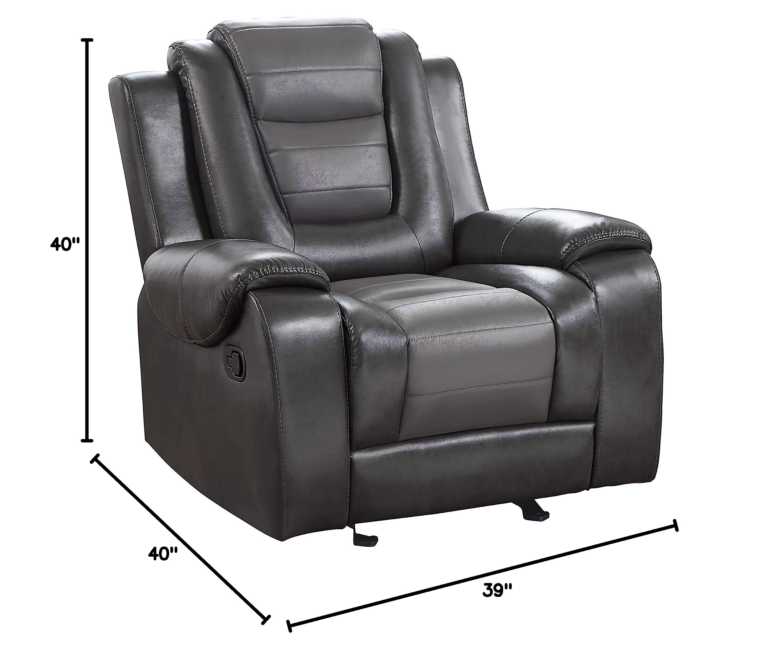 GlideMode Two-Tone Gray Recliner Chai with Gliding Recline