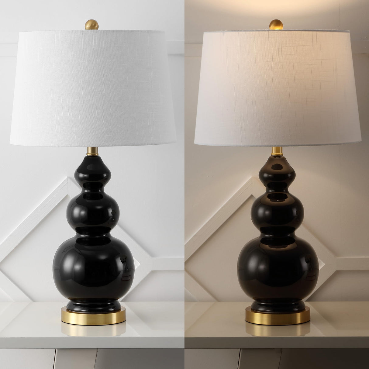 JYL4023C Bowen 27.5" Contemporary Transitional Ceramic Gourd LED Table Lamp