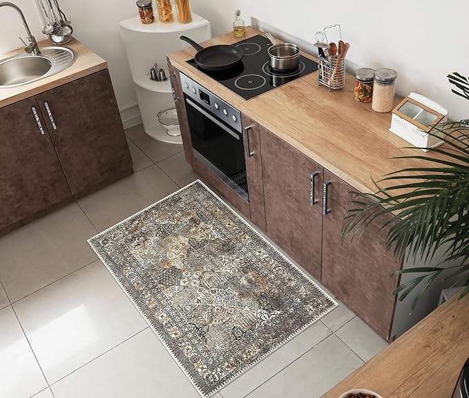 Machine Washable Area Rugs with Non-Slip Backing, Ideal for Hallway, Living Room
