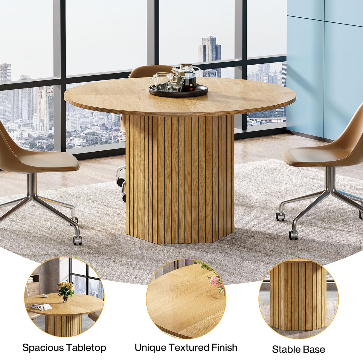 Conference Table, Modern Meeting Table for 4-6 People, 47-Inch Wood Business Office