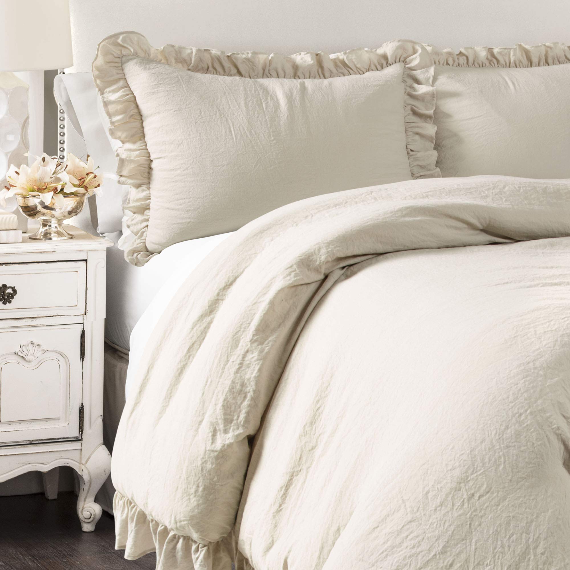 Reyna Ruffle Comforter Set - 3 Piece Cozy Ruffled Bedding - California King, Wheat