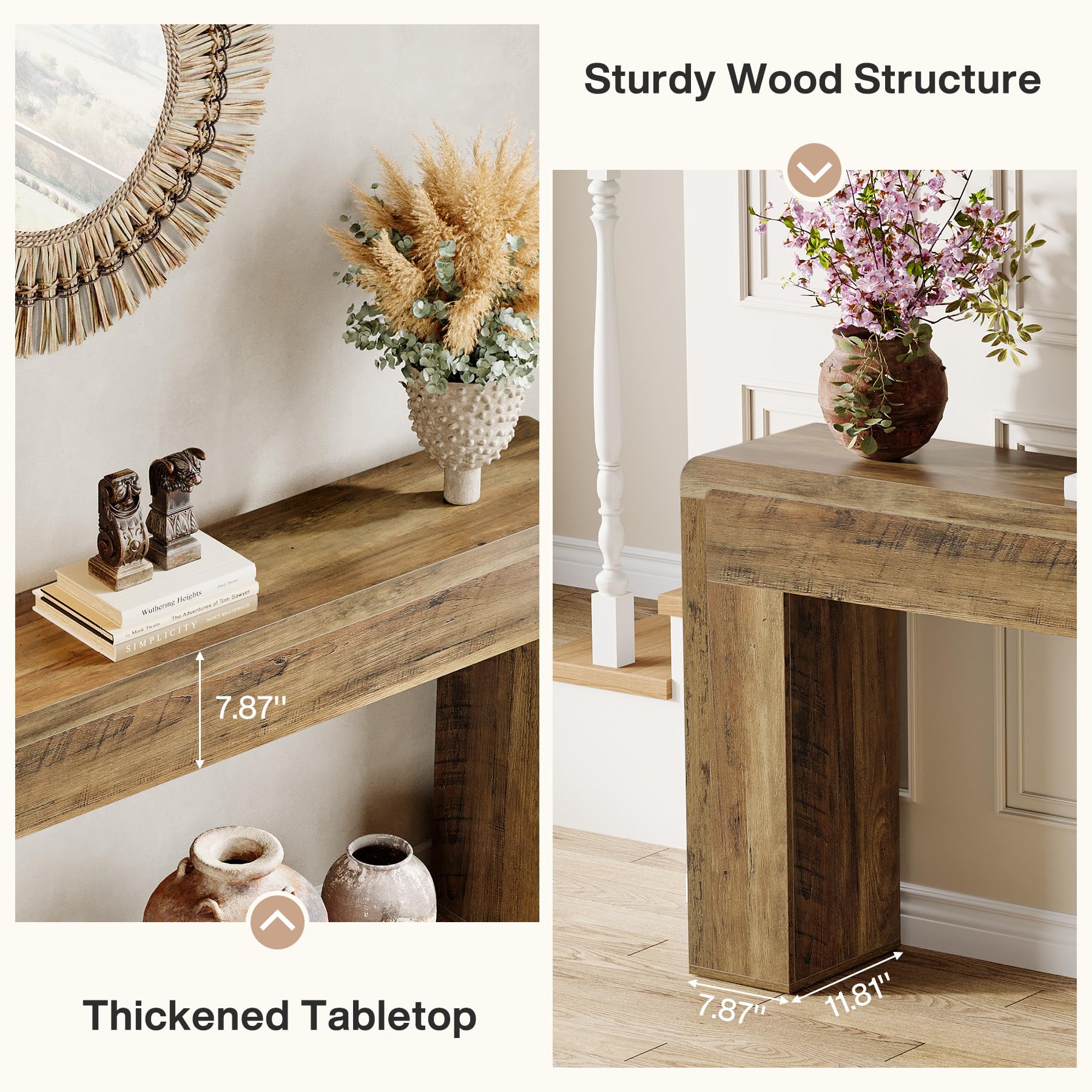 70.9-Inch Extra Long Rustic Console Table