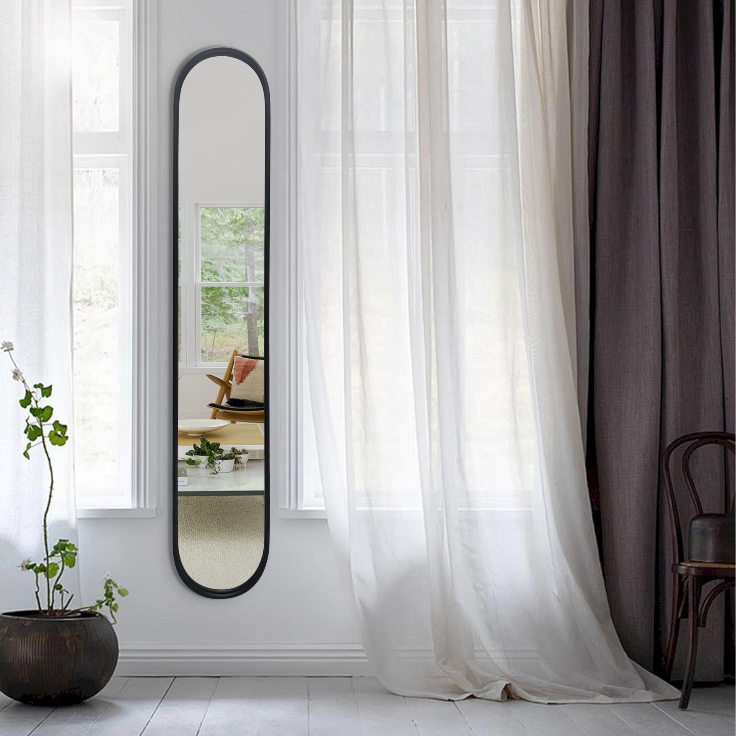 Gold Full Length Oval Mirror with Metal Frame