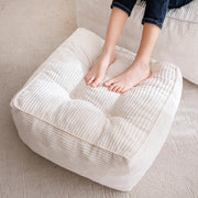 Square Stuffed Pouf Ottoman, Corduroy Poufs with Foam Chunk Filling, Furry and Fluffy