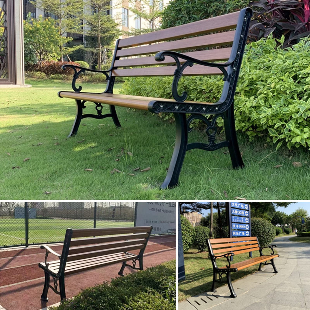 Metal Bench,Park Bench,with Backrest Armrests Sturdy Bench Furniture,Bench