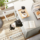 44" Large Dog Crate Furniture with Drawers - White Wooden Kennel End Table