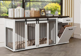 71" Double Dog Crate with Storage - Furniture Style Wooden Kennel