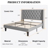 Queen Size Upholstered Platform Bed Frame with Wingback Headboard,