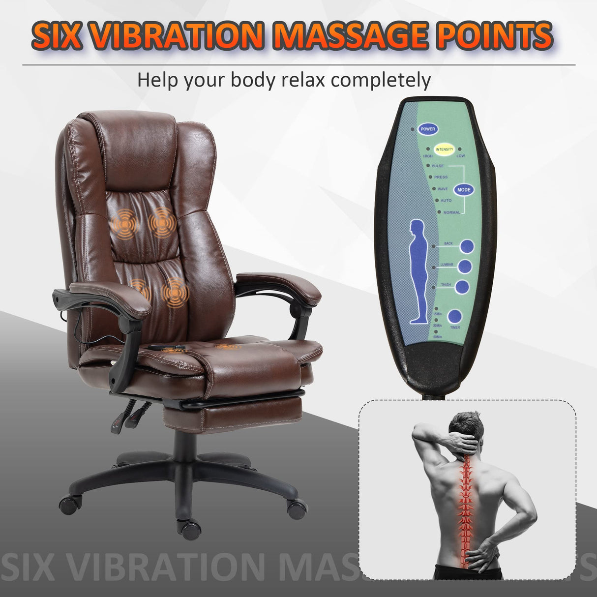 ChicFurnit High Back Massage Office 6-Point Vibration Chairs, Brown