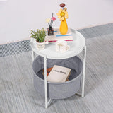 Table with Fabric Storage Basket, Sofa Table with Metal Frame, End Tables with Removable Tray