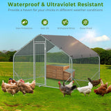 10x6FT Metal Chicken Coop with Hen House & Feeder Waterer Set, Walk-in Poultry Cage