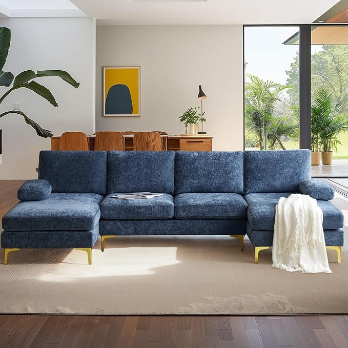 Large U-Shape Sectional Sofa Couch with 51" D Double Chaise