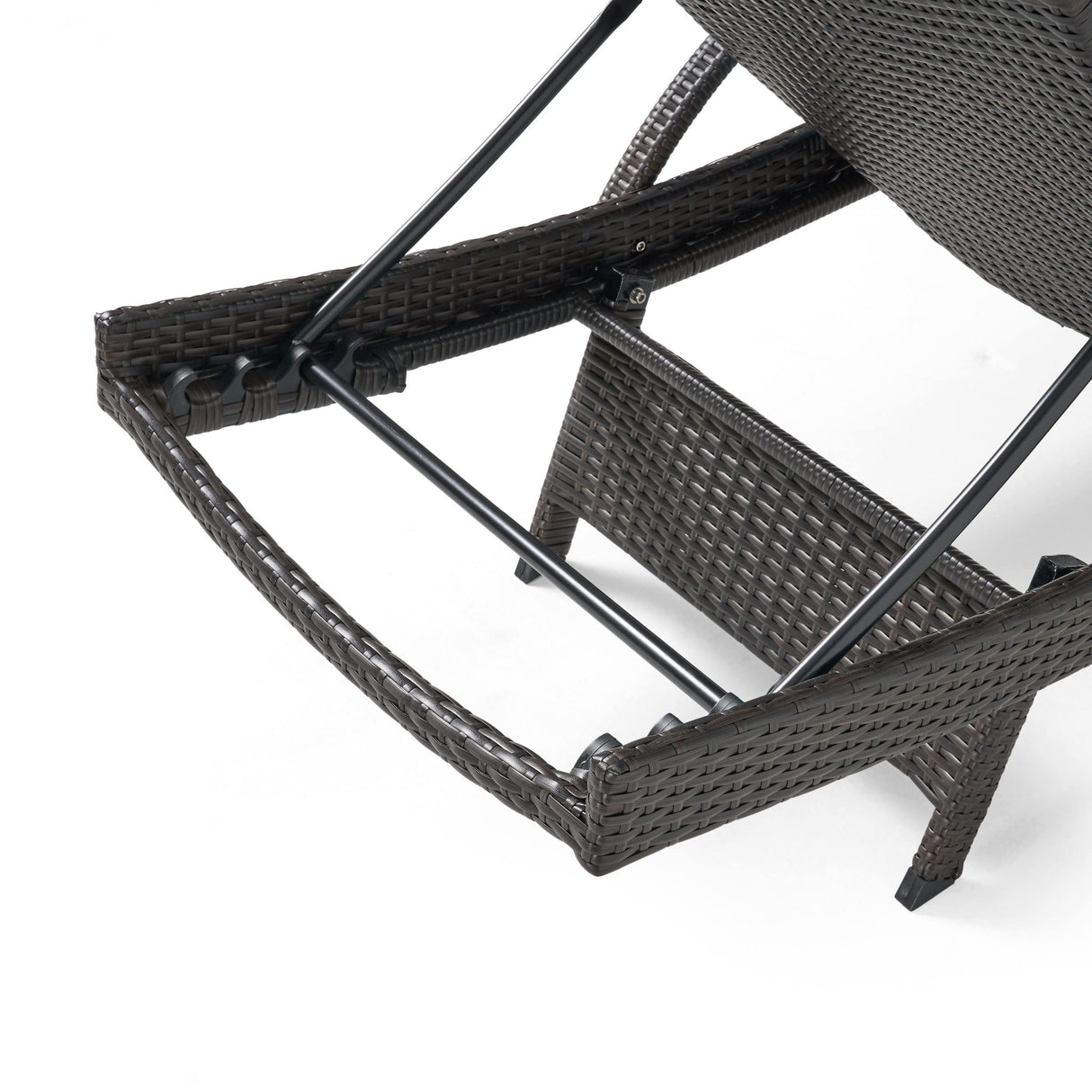 Christopher Knight Home Salem Outdoor Wicker Adjustable Chaise Lounge with Arms, with Cushion, Multibrown / Navy Blue
