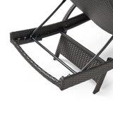 Christopher Knight Home Salem Outdoor Wicker Adjustable Chaise Lounge with Arms, with Cushion, Multibrown / Navy Blue