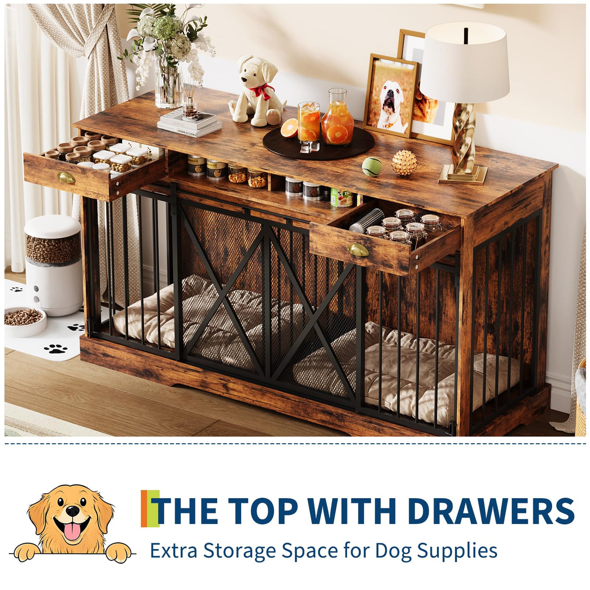 63" Extra Large Double Dog Crate with Removable Divider