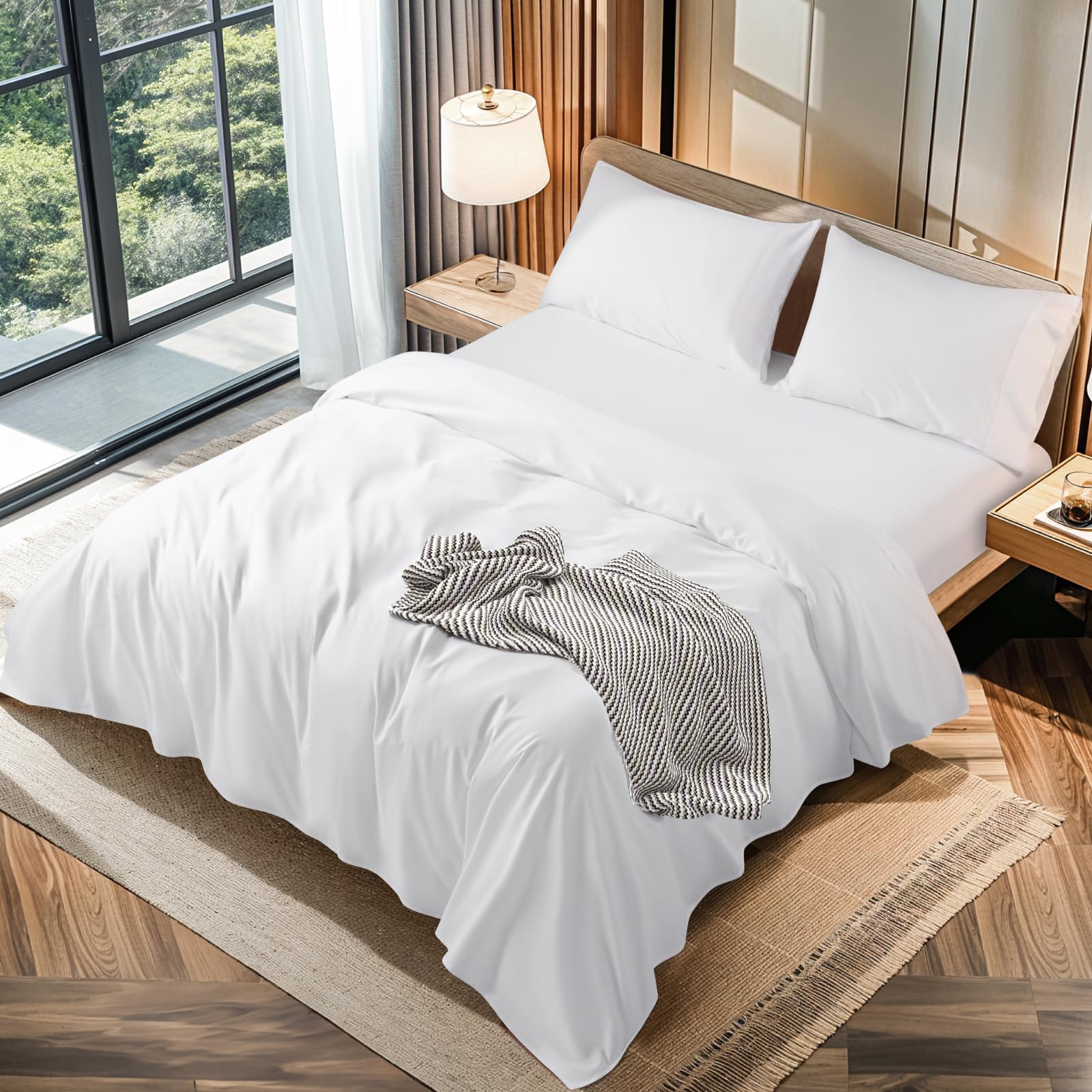 100% Cotton 1200 Thread Count King Size Sheets Set