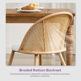 Rattan Dining Chairs Set of 4 with Faux Leather Cushion