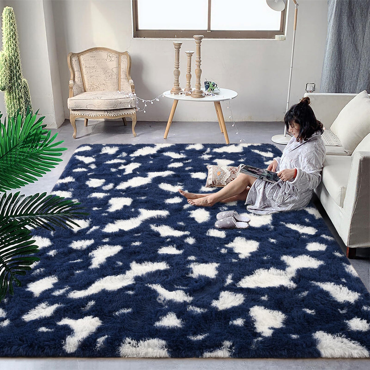 Fluffy Bedroom Rug Carpet - 5x7 Feet Shaggy Area Rugs for Living Room, Soft Rug for Girls Boys Kids Room,