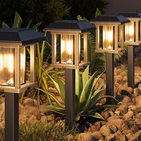 Solar Lights Outdoor 20 LM LED with 2-Tone Bronze Tone & Wood Tone, Solar Garden