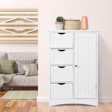 Bathroom Floor Storage Cabinet, Side Organizer with 4 Drawers and 1 Cupboard, Adjustable Shelf Freestanding