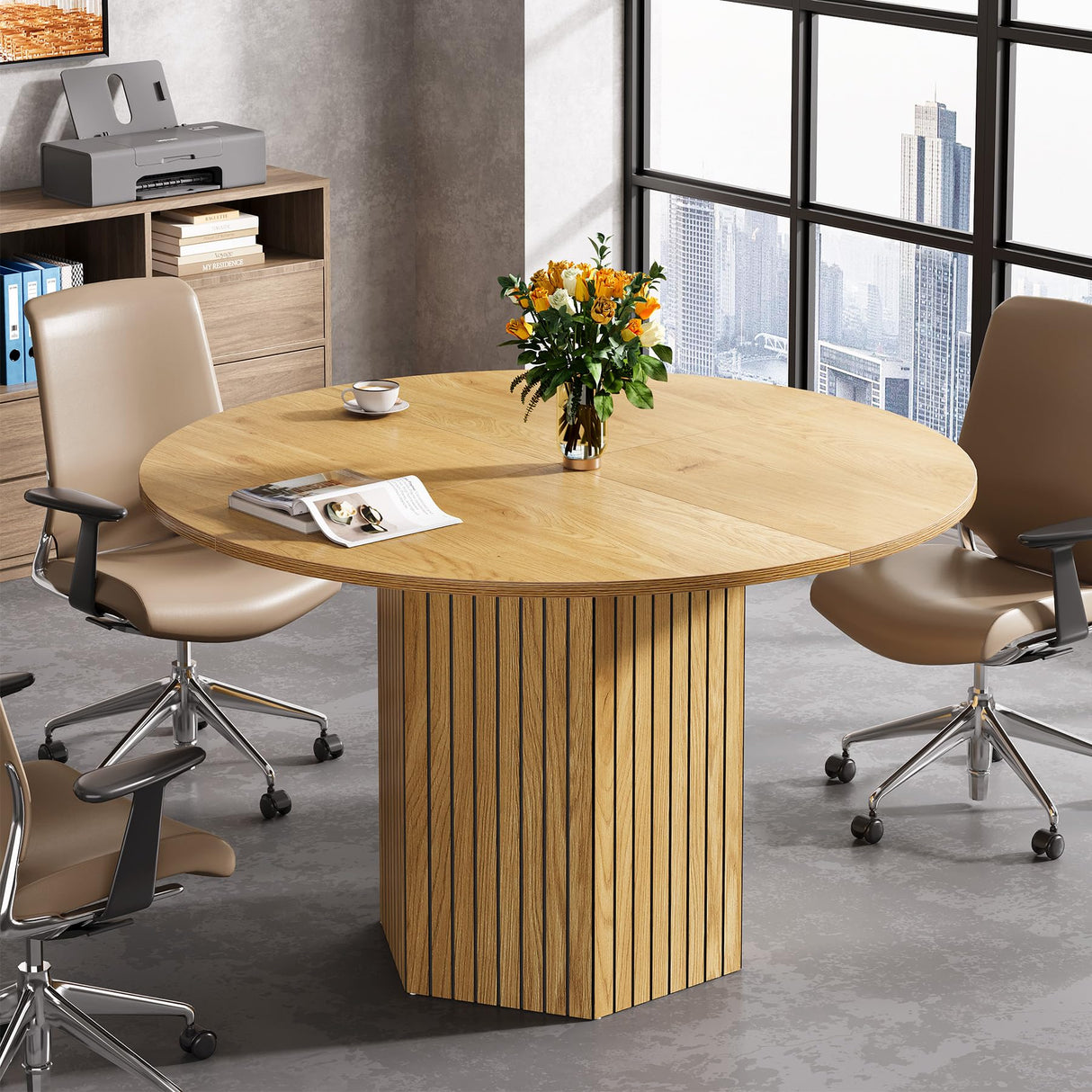 Conference Table, Modern Meeting Table for 4-6 People, 47-Inch Wood Business Office