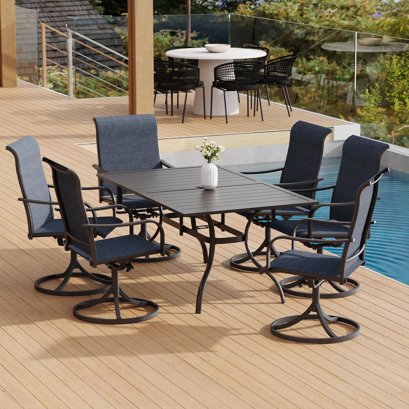 Outdoor Dining Chair Set of 2 High Back Outdoor Swivel Rocker Set