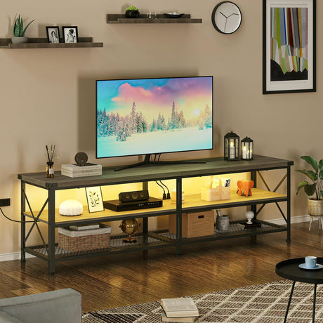 LED TV Stand, Entertainment Center for 80 inch TV Media Console Table, Gaming TV Stand