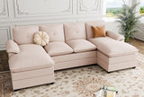 110" Sectional Sofa Couch, U-Shaped Modular Couch Sleeper with Thick Cushion