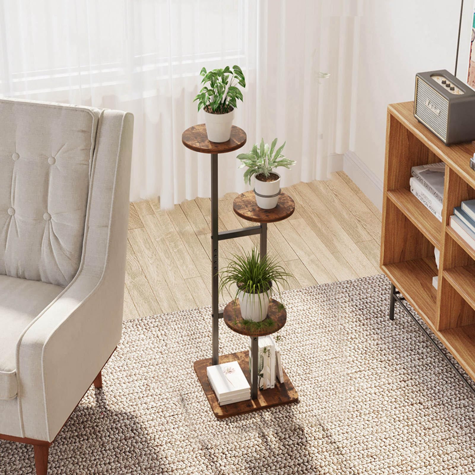 VonDream 3 Tier Plant Stand Indoor, Tiered Plant Stands for Indoor Plants Multiple, Corner Flower Stand for Living Room, Multi-Layer Vintage Design Plant Shelf