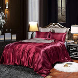 Hotel Pink Duvet Cover King Silk Like Satin Bedding Set