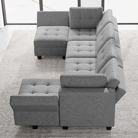 Sofa Couch with Reversible Chaises 6 seat Sectional Couch