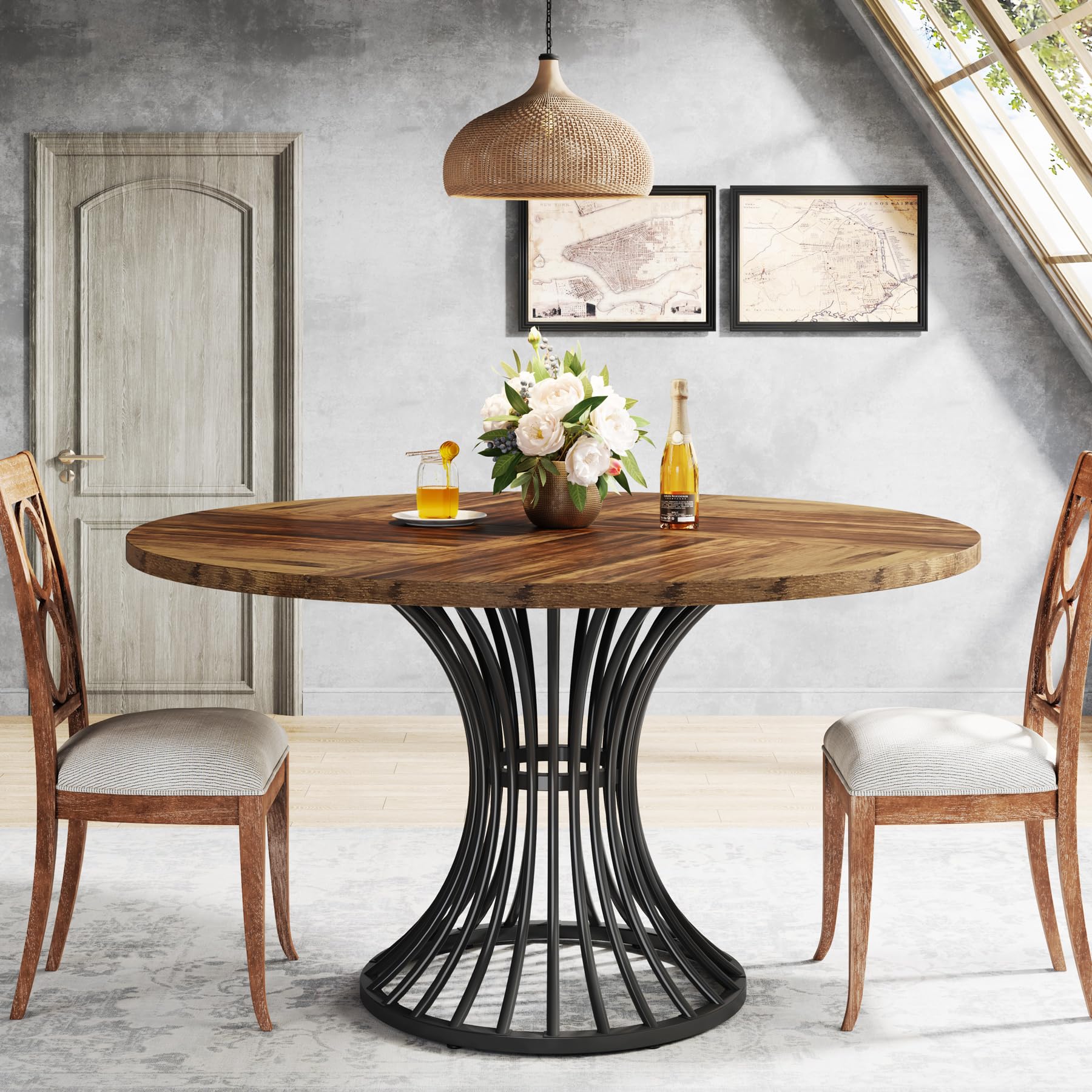 47-Inch Round Dining Table for 4-6 People