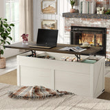 Lift Top Coffee Table with Storage, 47.3'' White Farmhouse Center Table