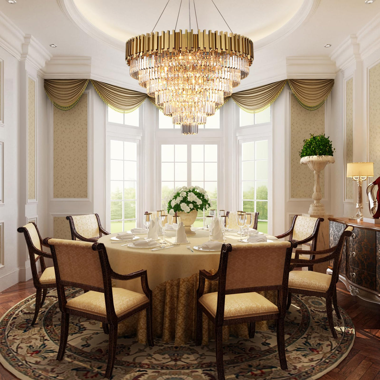 Large Crystal Chandelier Modern Round Chandeliers for Living Room Foyer Bedroom