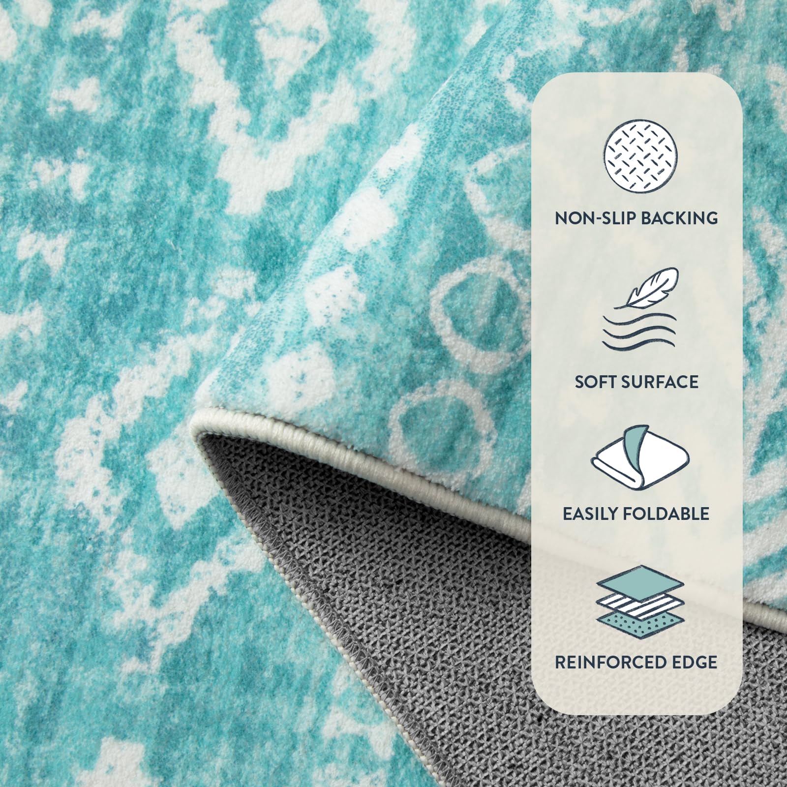 Lahome Moroccan Boho Bathroom Runner Rug,2x6 Teal Kitchen Runner Rug Non Skid Washable Hallway Runner 6ft,Low-Pile Soft Rug Geometric Indoor Carpet Runner for Entryway Laundry Room Bedroom