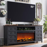 Fireplace TV Stand for TVs up to 80 Inches with 36" Electric Fireplace, 31" Farmhouse