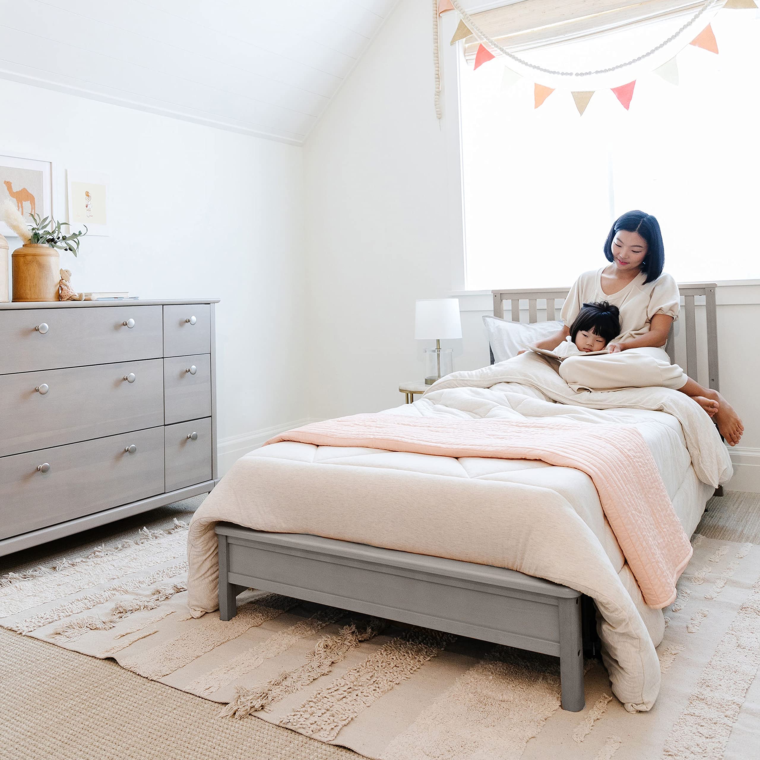 5-in-1 Convertible Mini Crib with 2.75'' Bonus Thick Mattress with Water-Resistant Cover