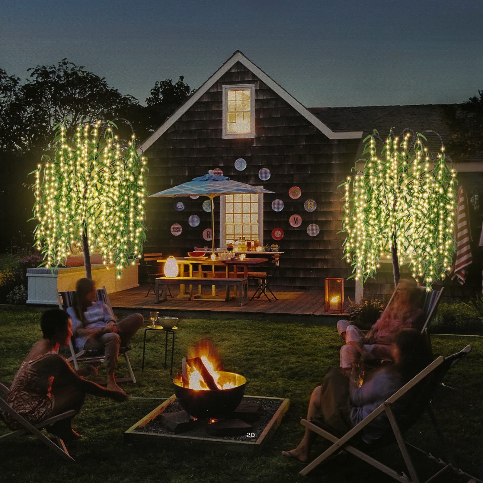 7FT Lighted Willow Tree,384 LED Light Up Weeping Willow Tree with 8 Modes