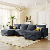 115.1" Large Modular Sectional Sofa, Convertible U Shaped Couch with Storage Seat