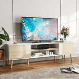 TV Stand for 75 Inch TV, Entertainment Center with Storage, 2 Cabinet Media Console Table,