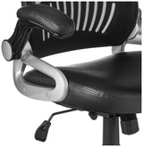 Series Bonded Leather Manager's Adjustable Office Desk Chair with Thick Padded Seat and Built-in Lumbar Support, Black with Silver Finish