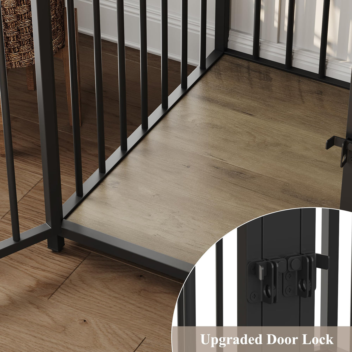 71" Tall Dog Crate Furniture with Storage Hutch - Rustic Brown