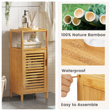 Bamboo Cabinet, Bathroom Storage Cabinet with Single Door and Shelf, Freestanding Bathroom Cabinet,