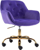 Comfy Home Office Task Chair with Wheels, Cute Modern Upholstered Velvet Back